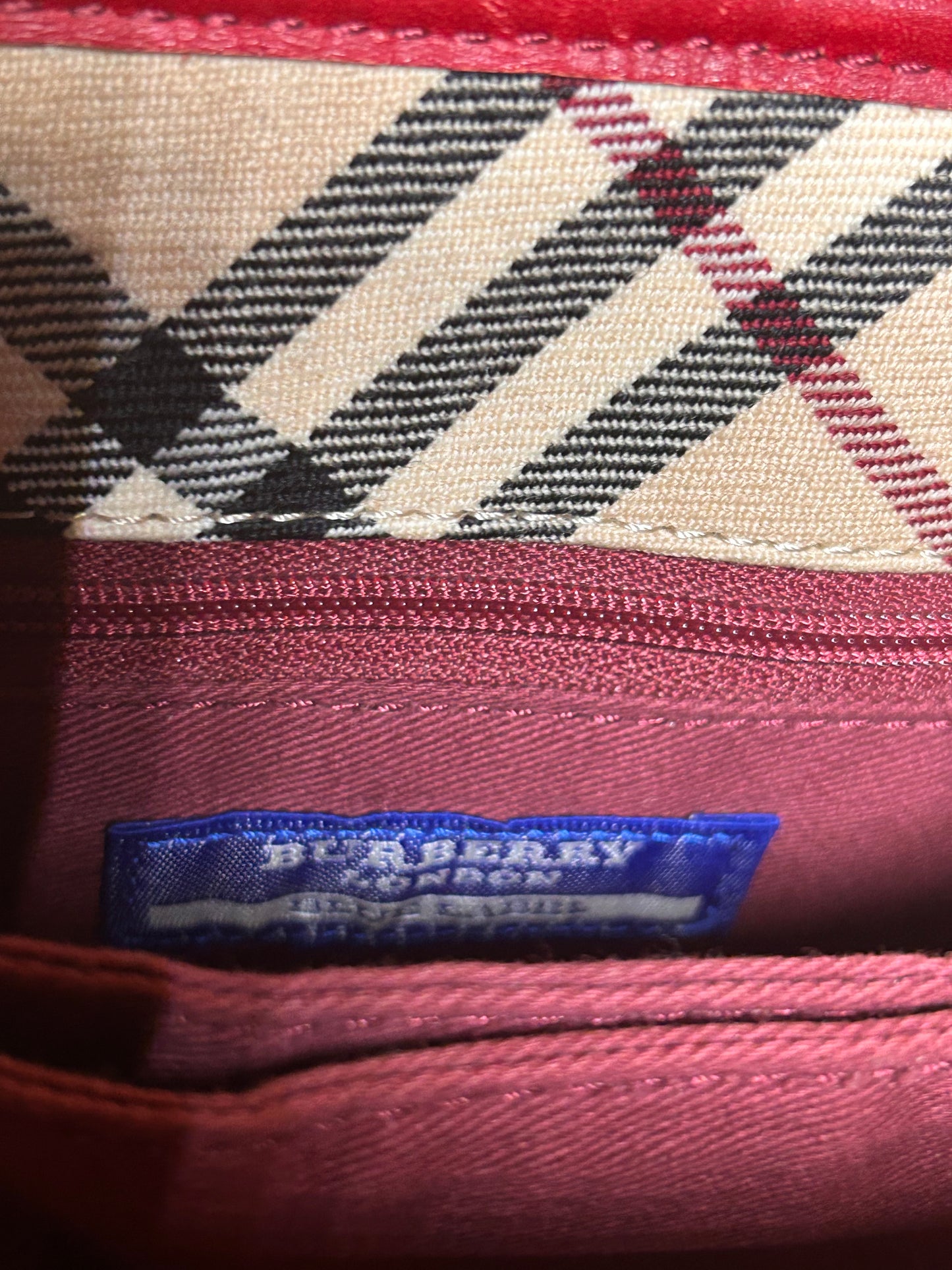 Burberry Classic Plaid and Red Handbag