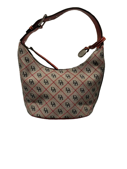 Dooney and Bourke Grey and Red Canvas Hobo Bucket Bag
