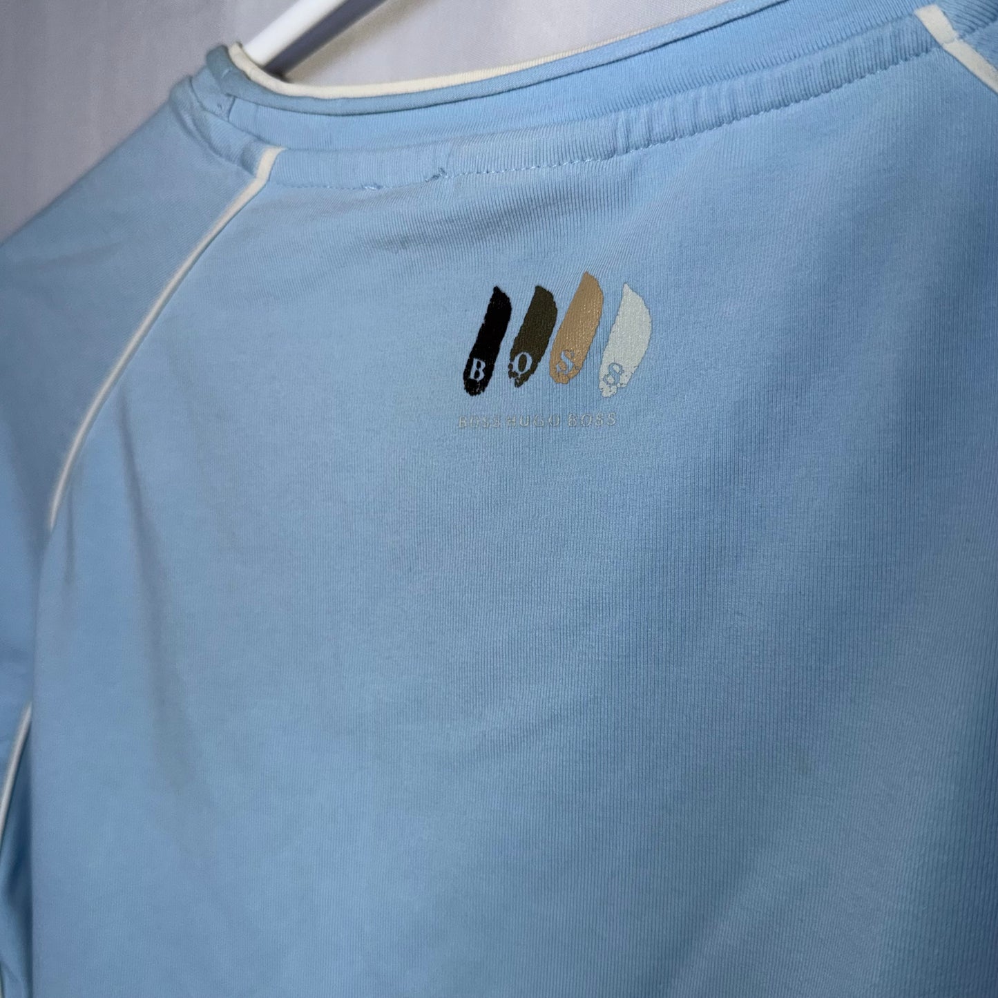 Hugo Boss Blue and White Long Sleeve Shirt