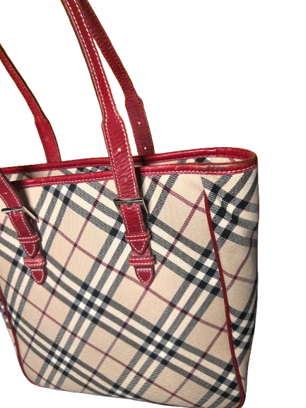 Burberry Classic Plaid and Red Handbag