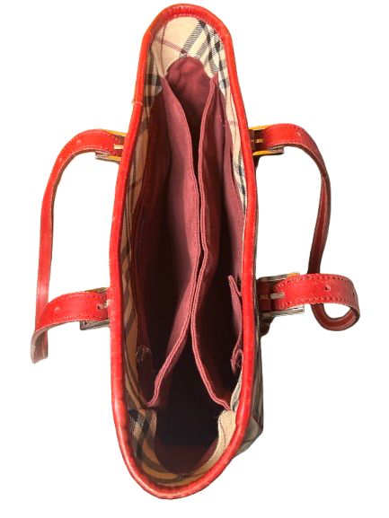 Burberry Classic Plaid and Red Handbag