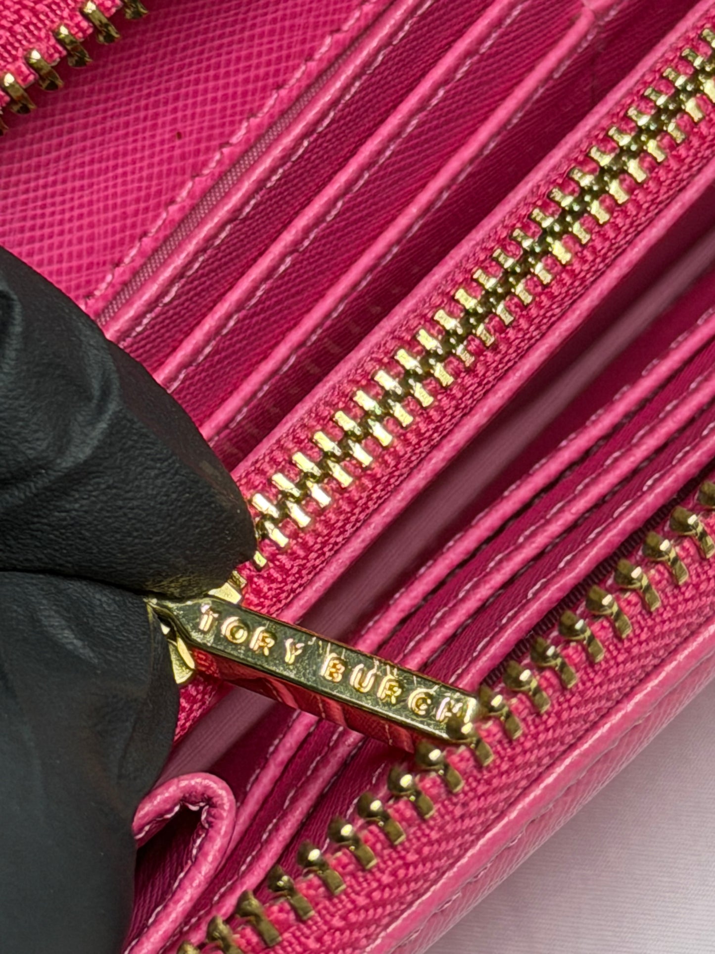 Tory Burch Hot Pink Long Zip Wallet