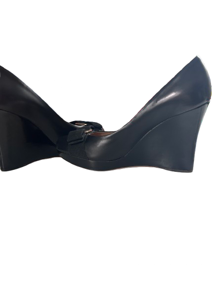 Salvatore Ferragamo Black Wedged Heels with Bows
