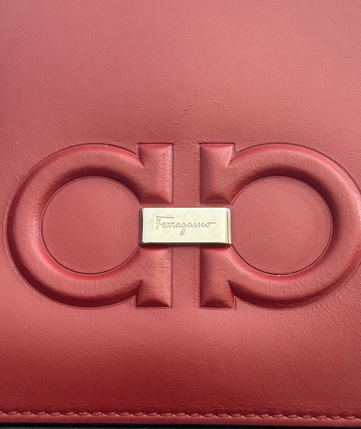 Salvatore Ferragamo Large Burgundy Leather Wristlet