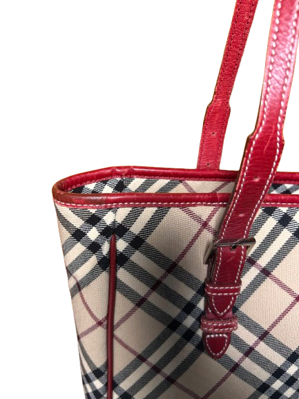 Burberry Classic Plaid and Red Handbag