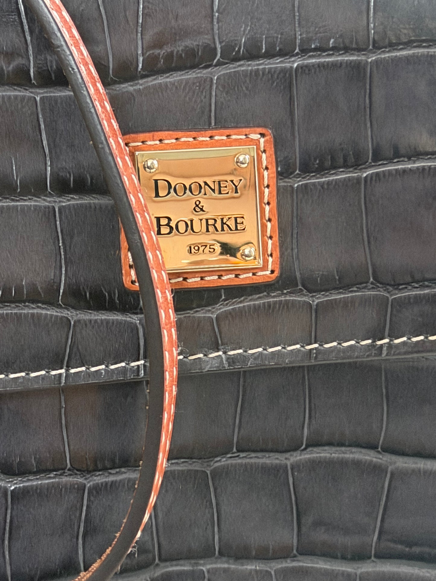 Dooney & Bourke Croc Embossed Square Crossbody in Charcoal
