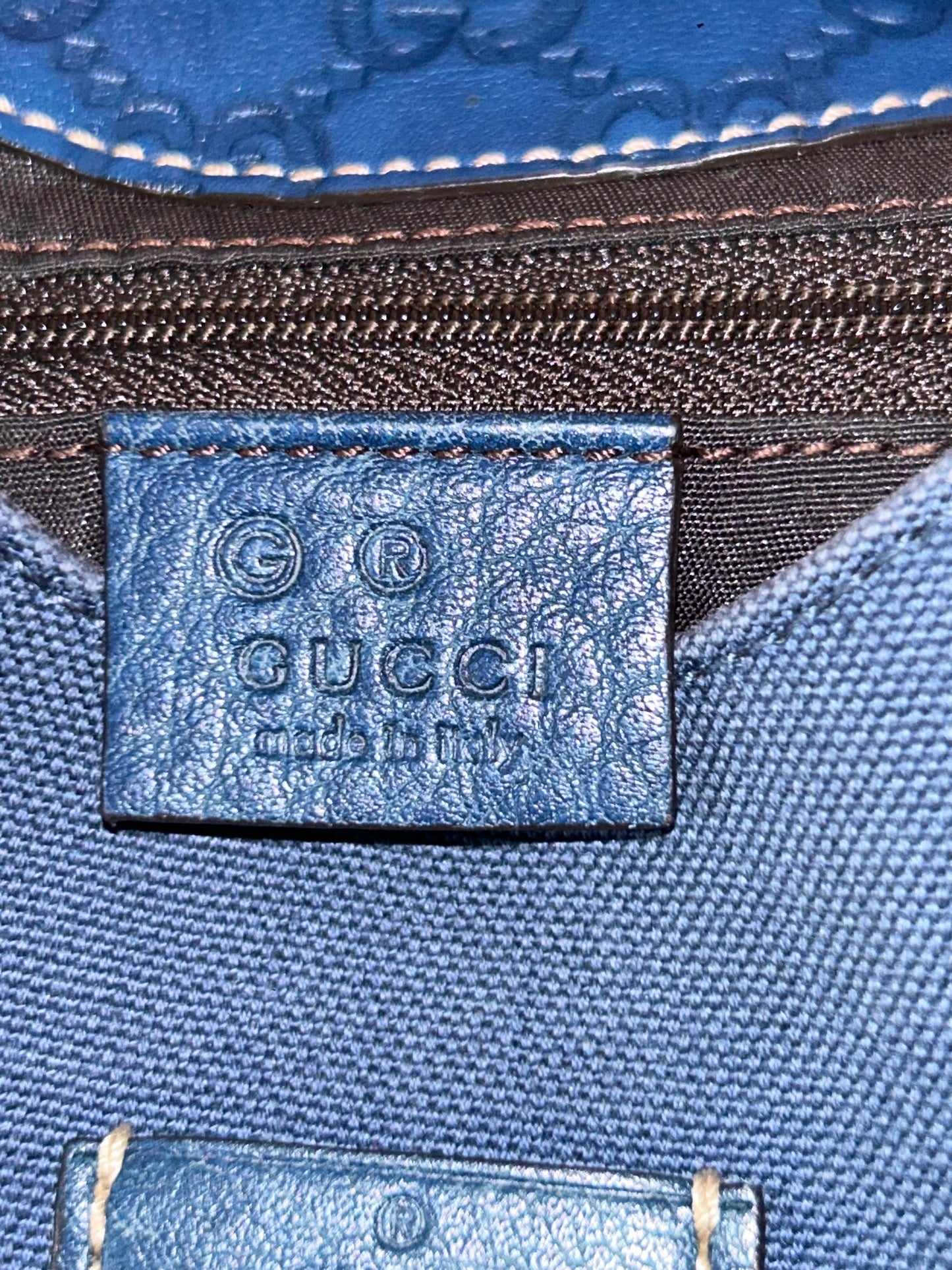 Gucci Blue Canvas Hobo Bag