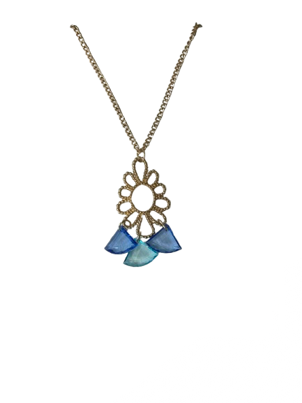 Gold and Blue Chandelier Necklace