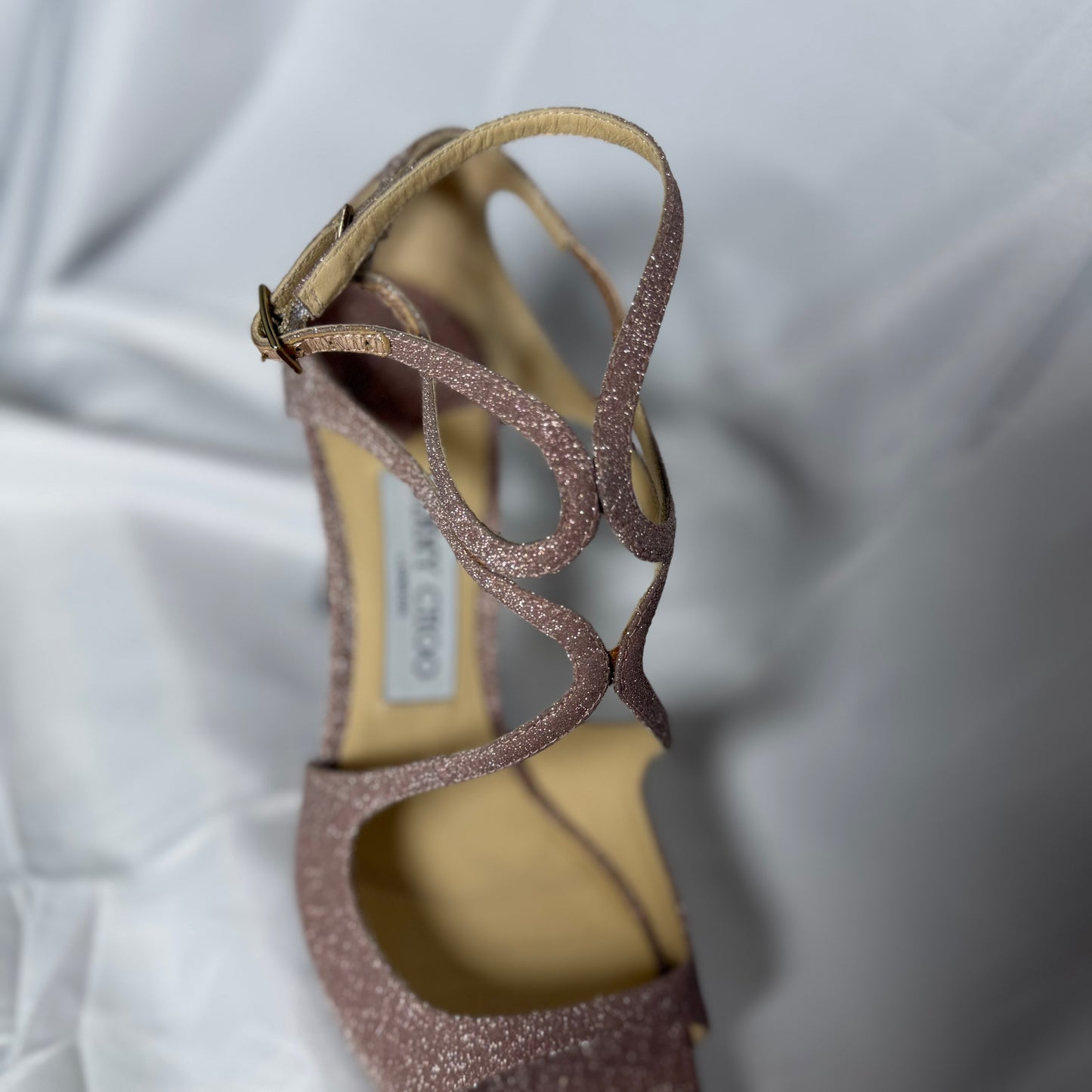 Jimmy Choo Rose Gold Glitter Heels
