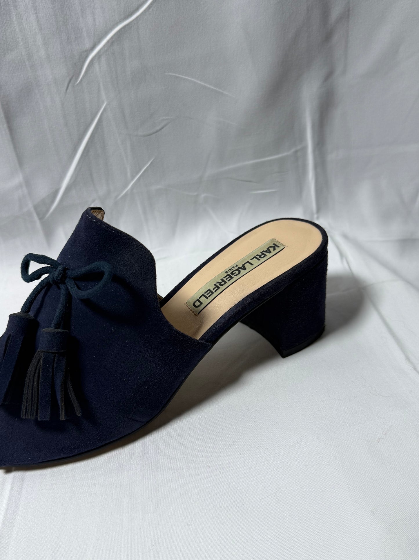 Karl Lagerfeld Blue Suede Open Toe Shoes