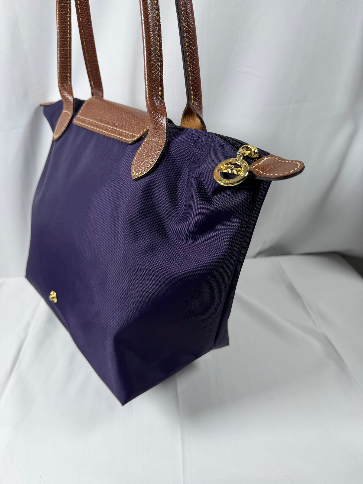 Longchamp Navy Blue/Purple Le Pliage Tote Bag