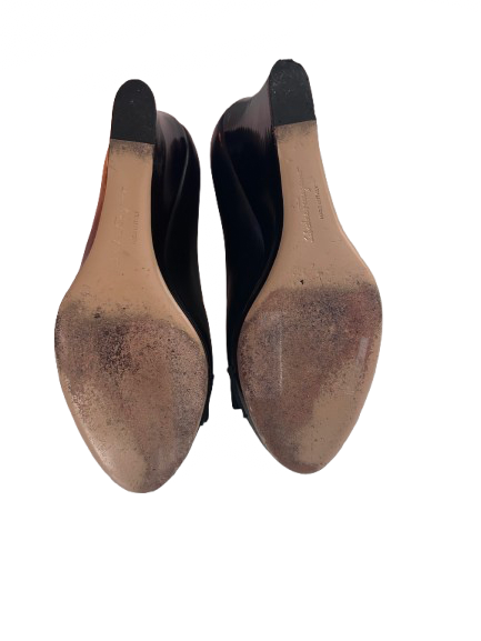 Salvatore Ferragamo Black Wedged Heels with Bows