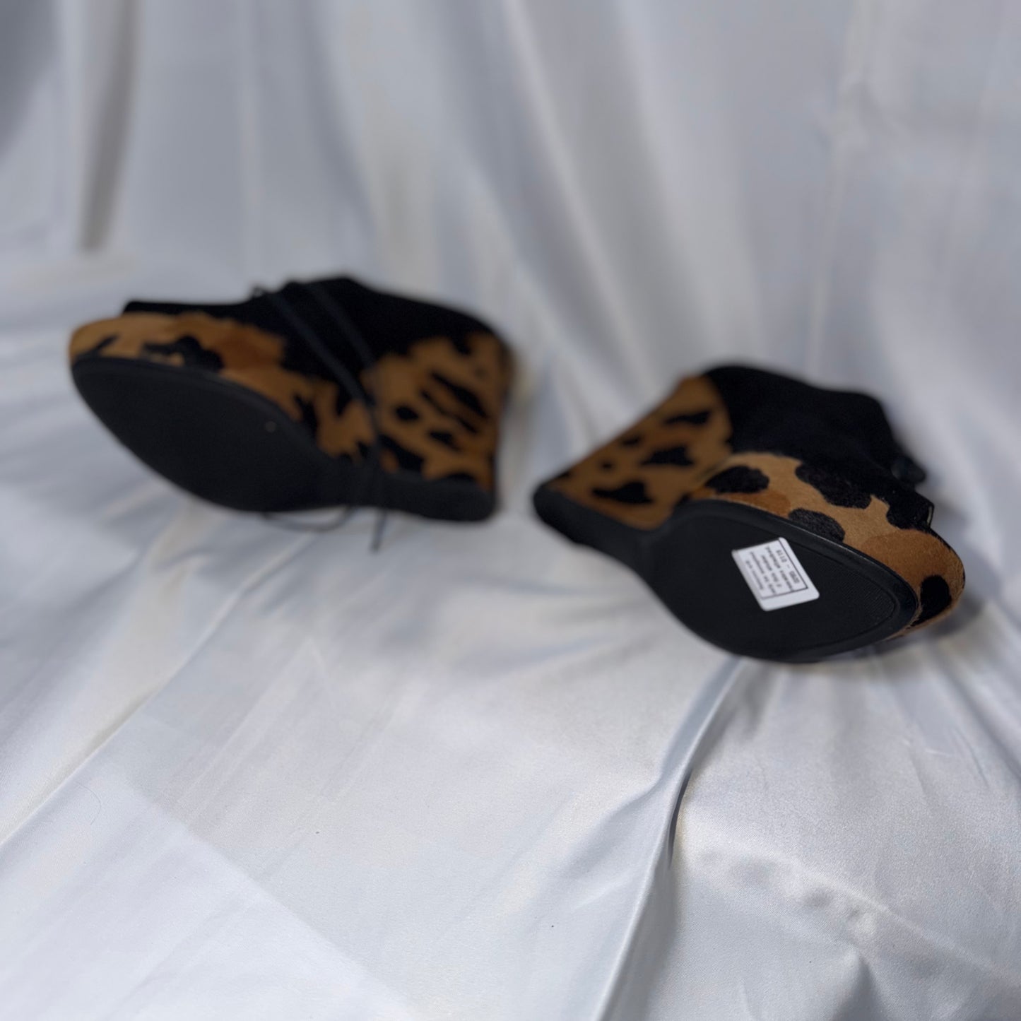 Prada Black Cheetah Print Platform Wedge Heels