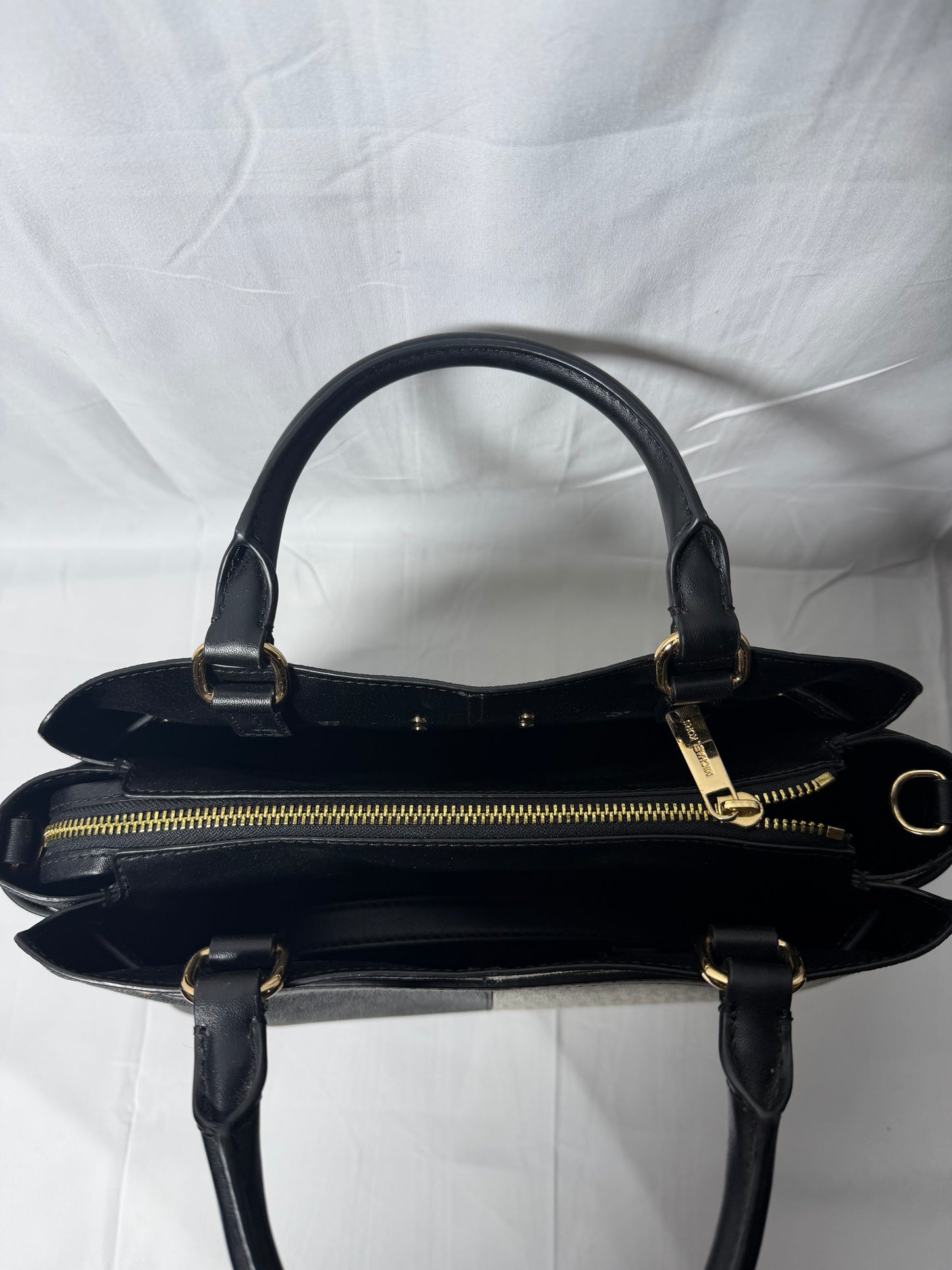 Michael Kors Black and White Color Block Handbag with Crossbody