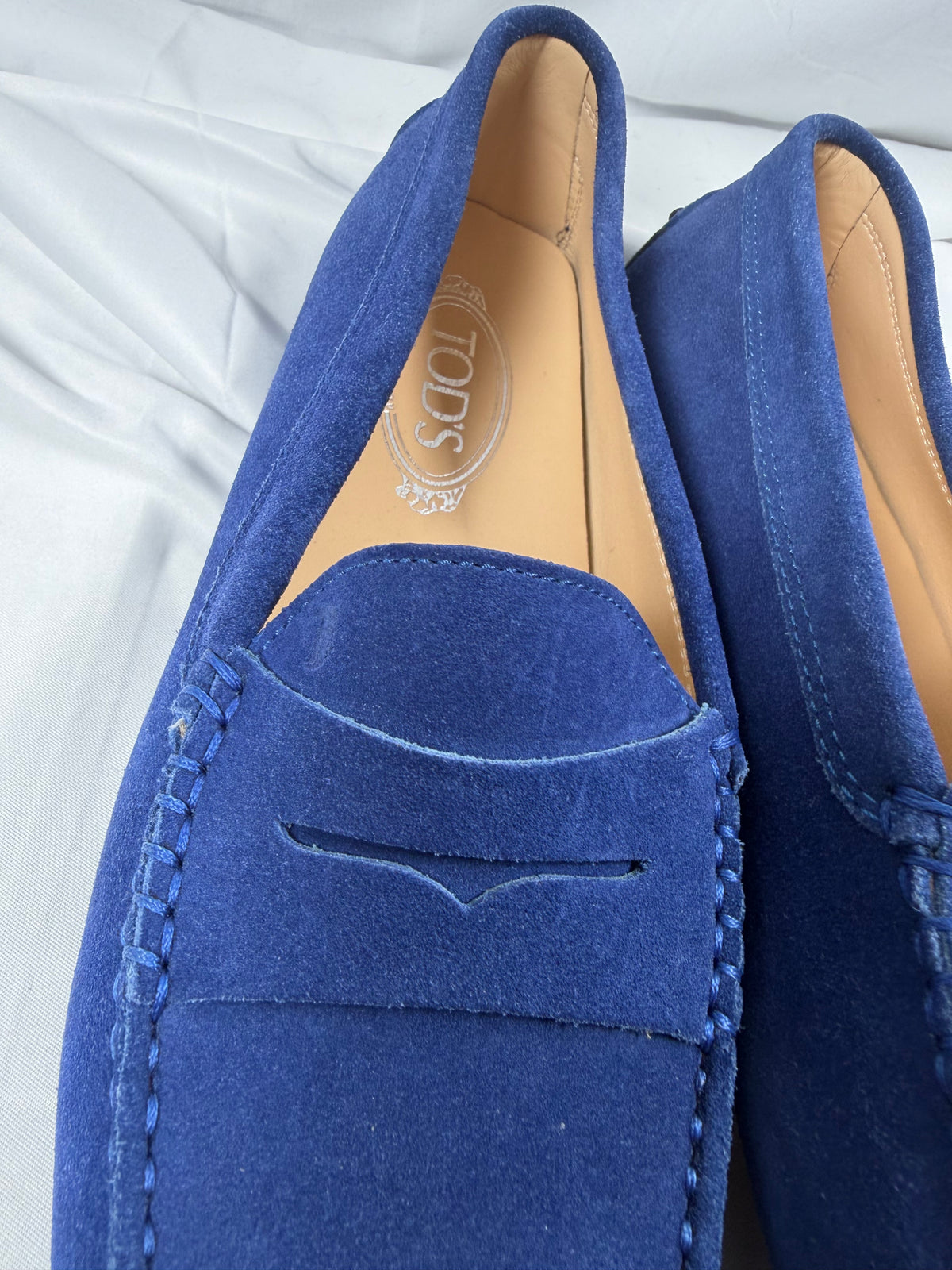 Tods Women’s Blue Suede Loafers