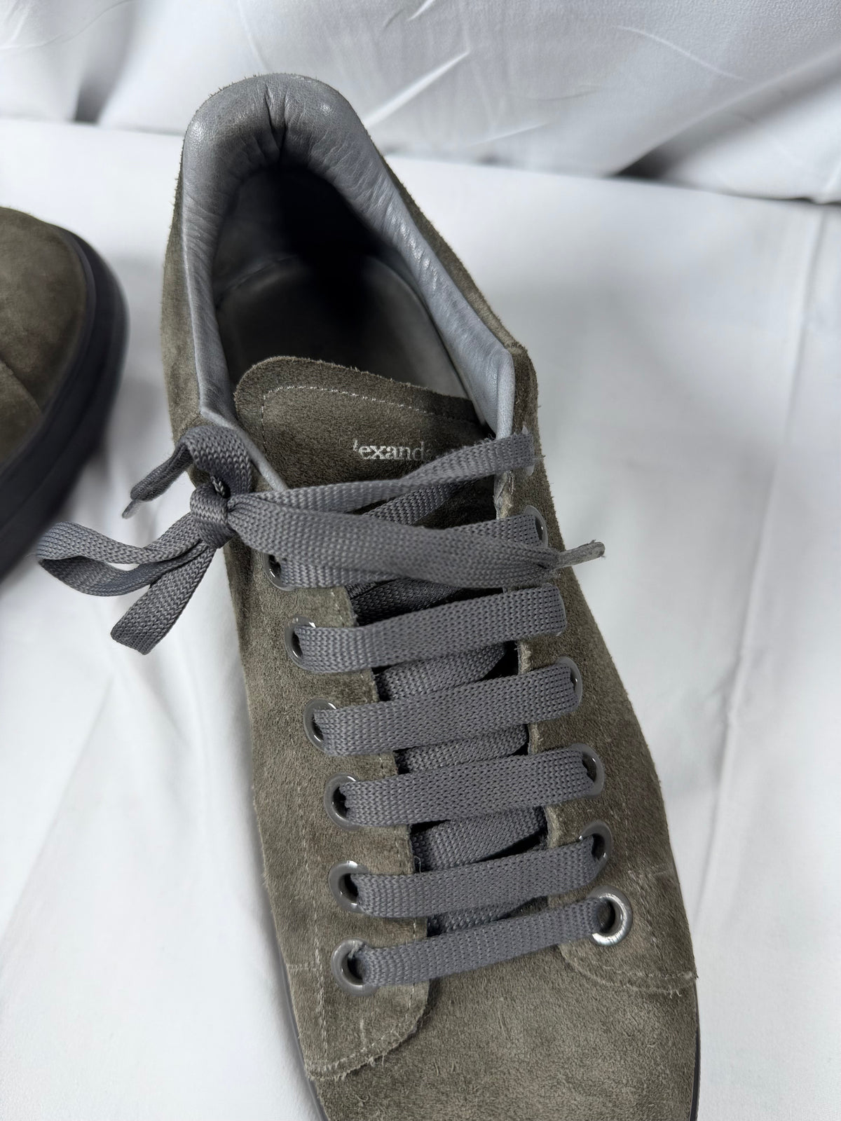 Alexander McQueen Men’s Green Suede and Grey Sneakers