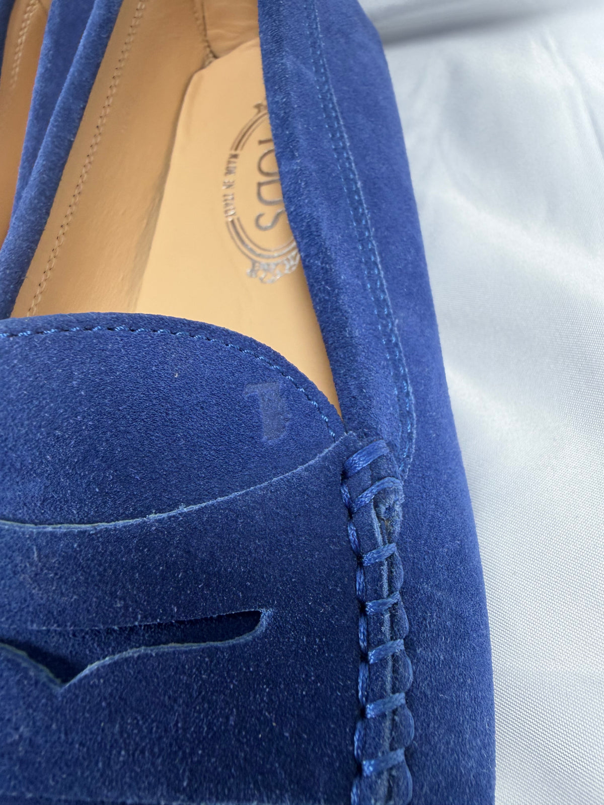 Tods Women’s Blue Suede Loafers