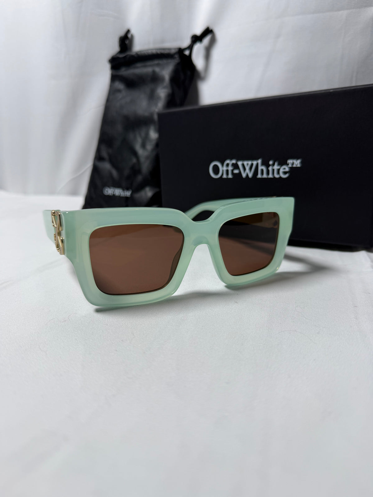 Off-White 52MM Mystic Square Sage Green Sunglasses Brand New