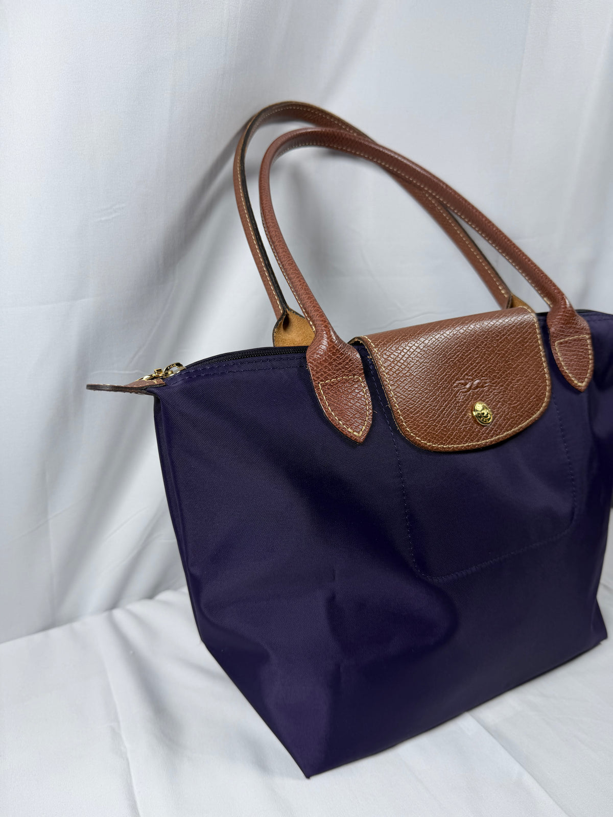 Longchamp Navy Blue/Purple Le Pliage Tote Bag