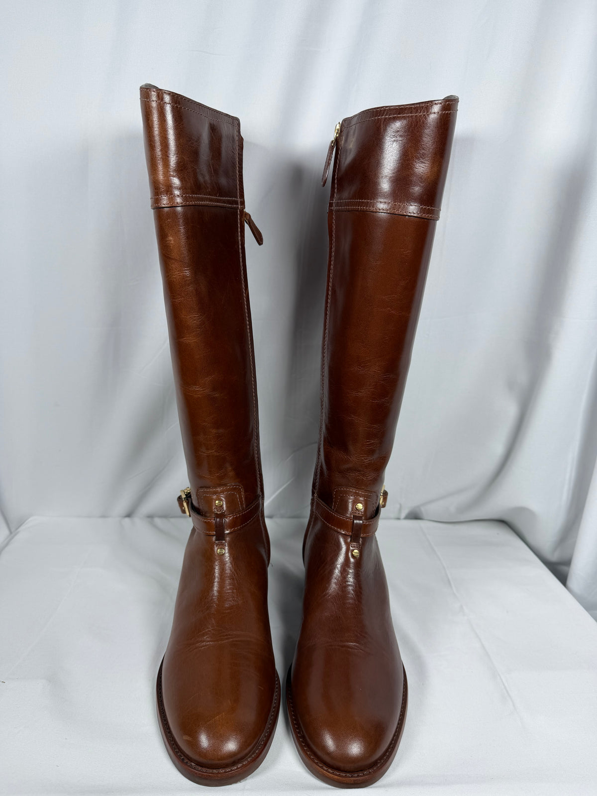 Tory Burch Almond Leather Eloise Riding Boots