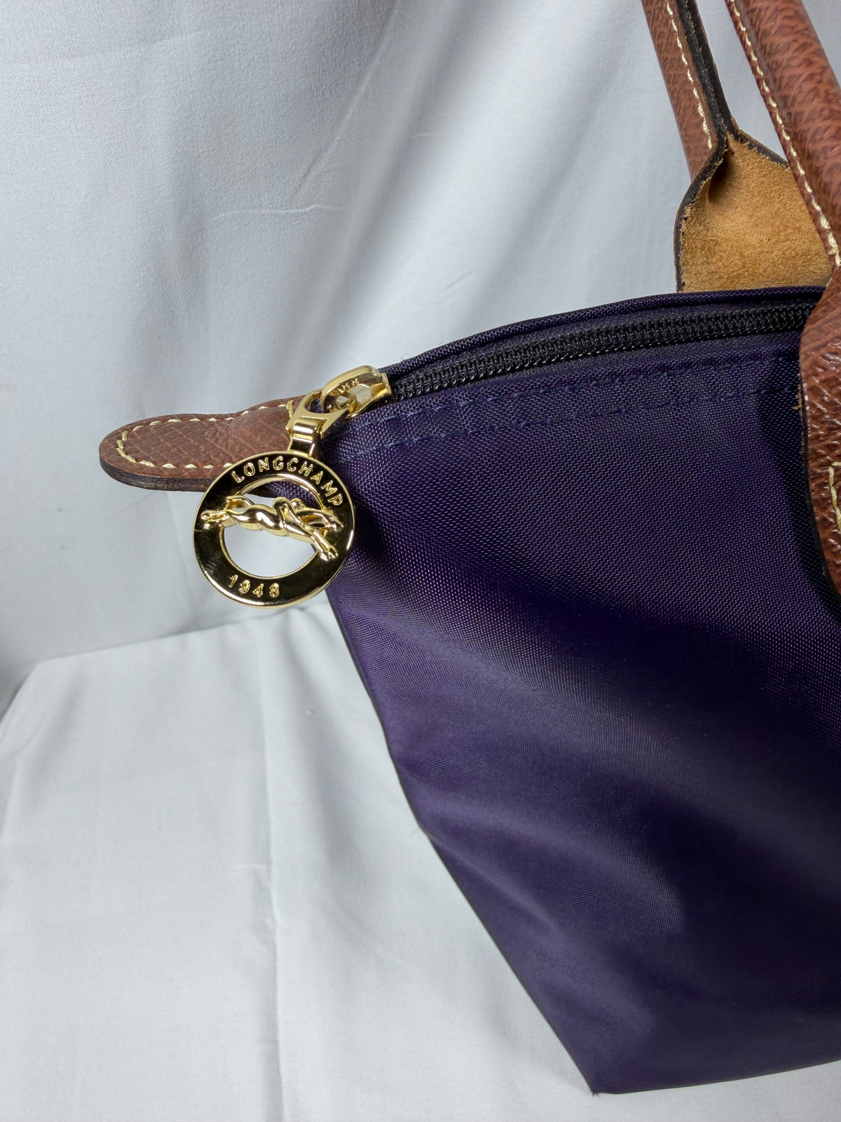 Longchamp Navy Blue/Purple Le Pliage Tote Bag