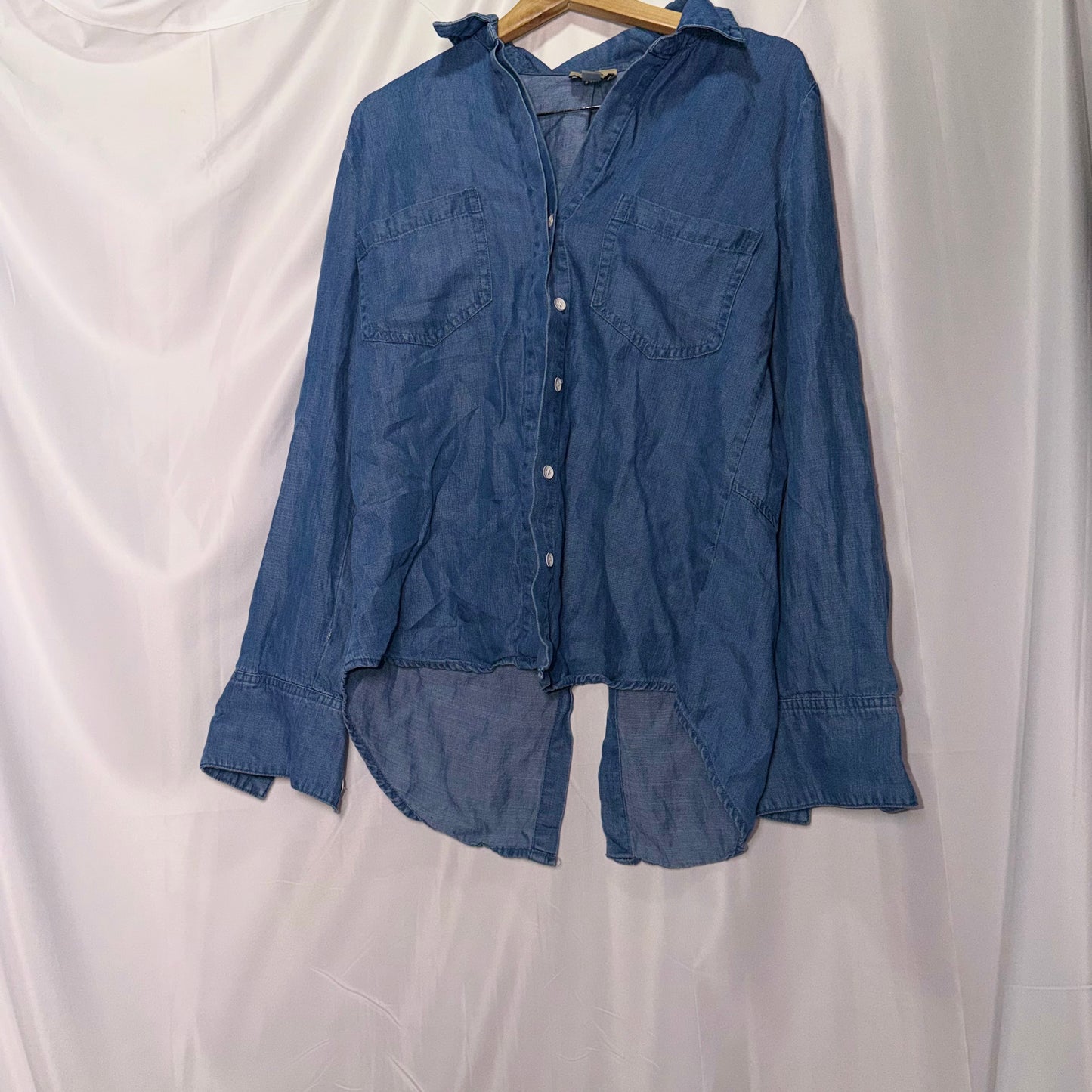 Elie Tahari Denim Print Button Down Shirt