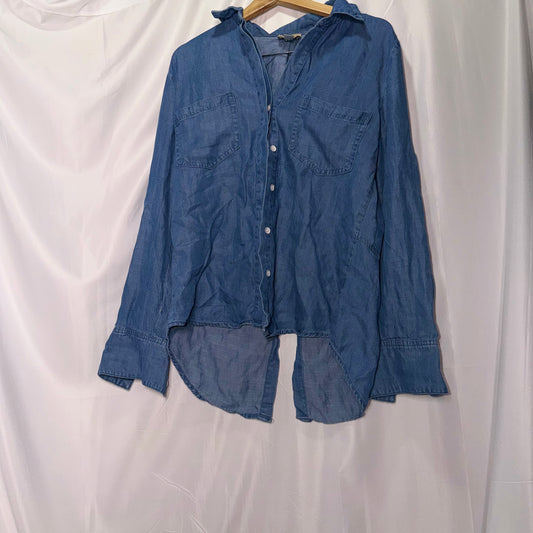 Elie Tahari Denim Print Button Down Shirt