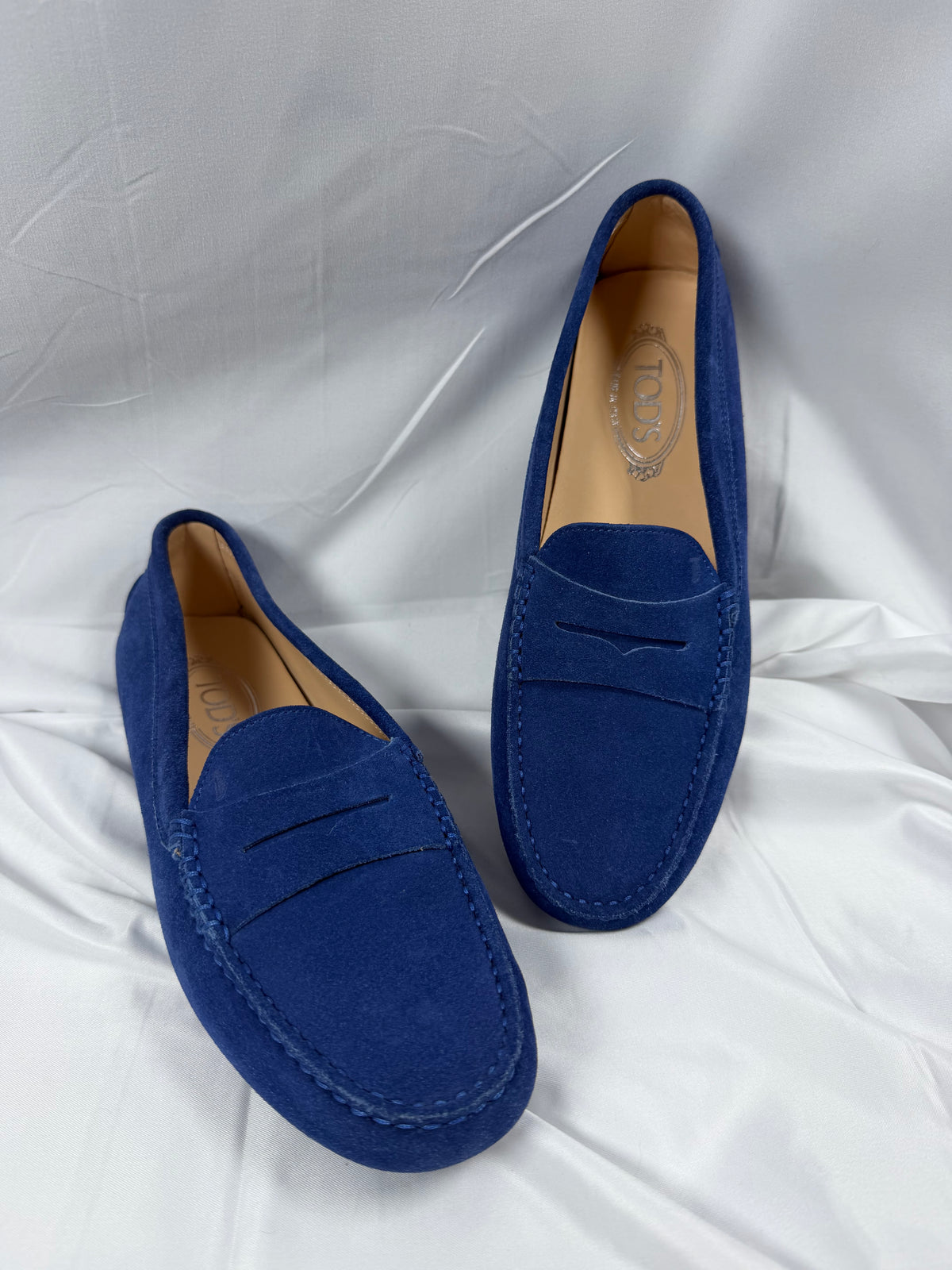 Tods Women’s Blue Suede Loafers