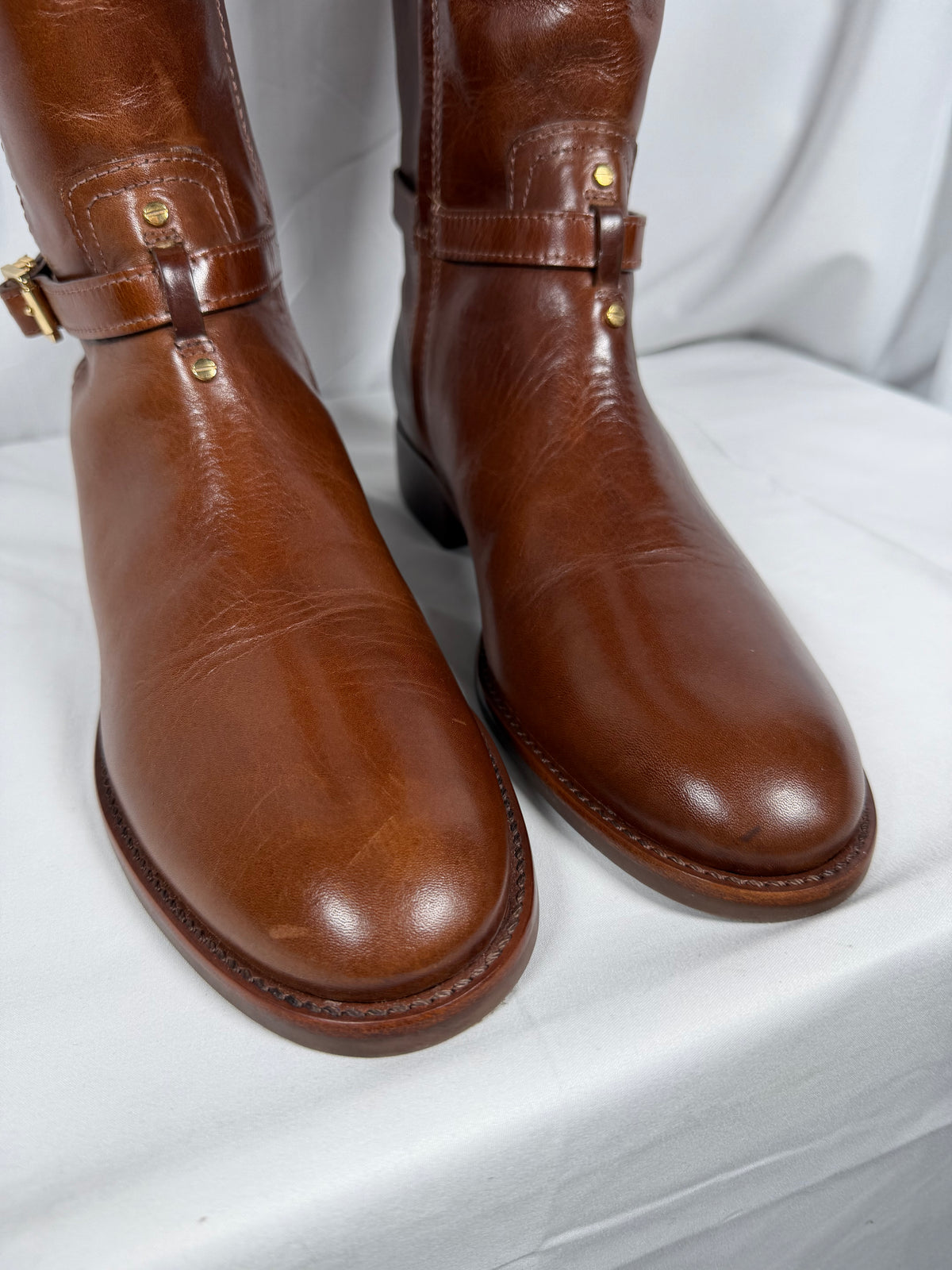 Tory Burch Almond Leather Eloise Riding Boots