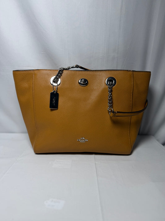Coach Brown Leather Chain Tote