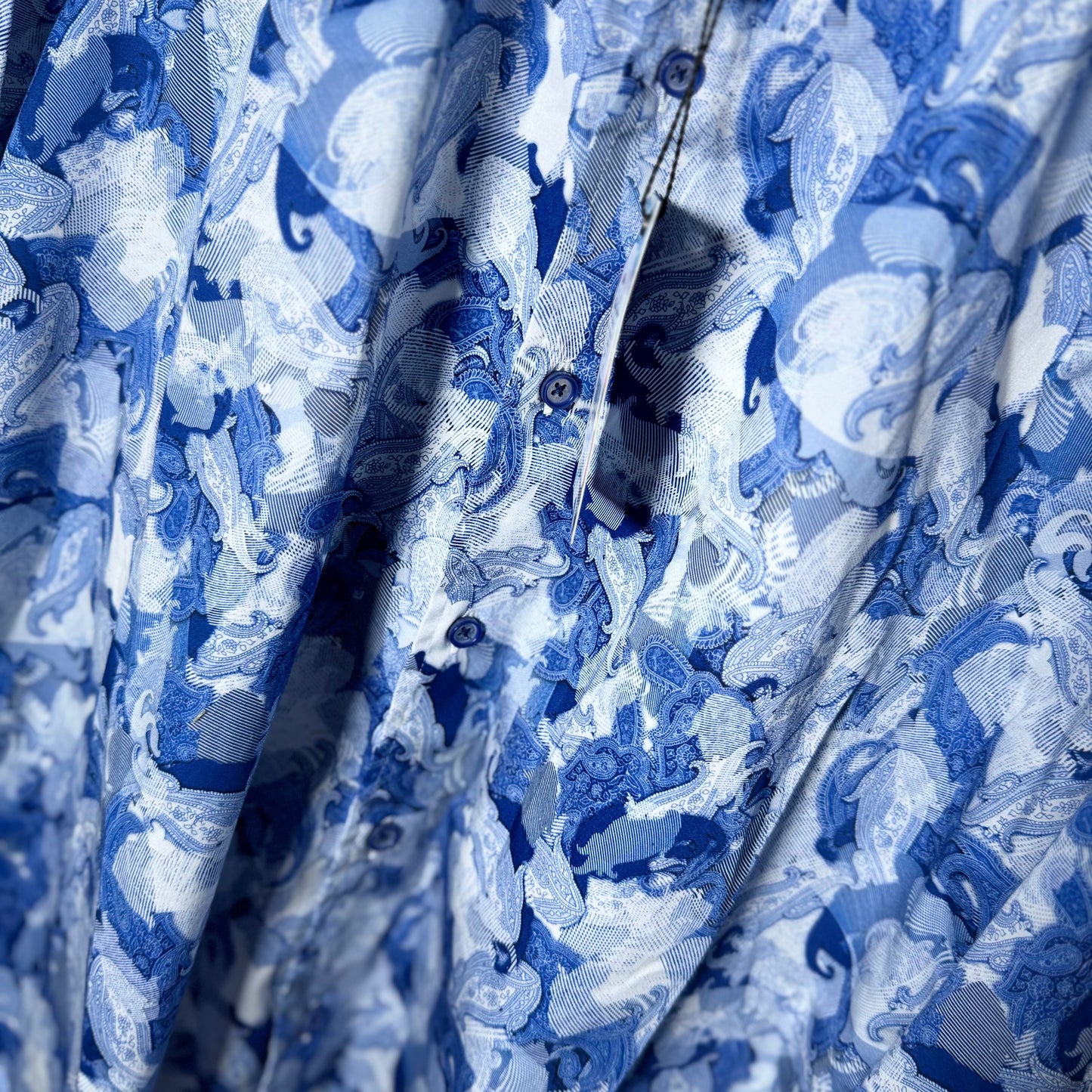 Robert Graham Blue and White Paisley Button Down Brand New