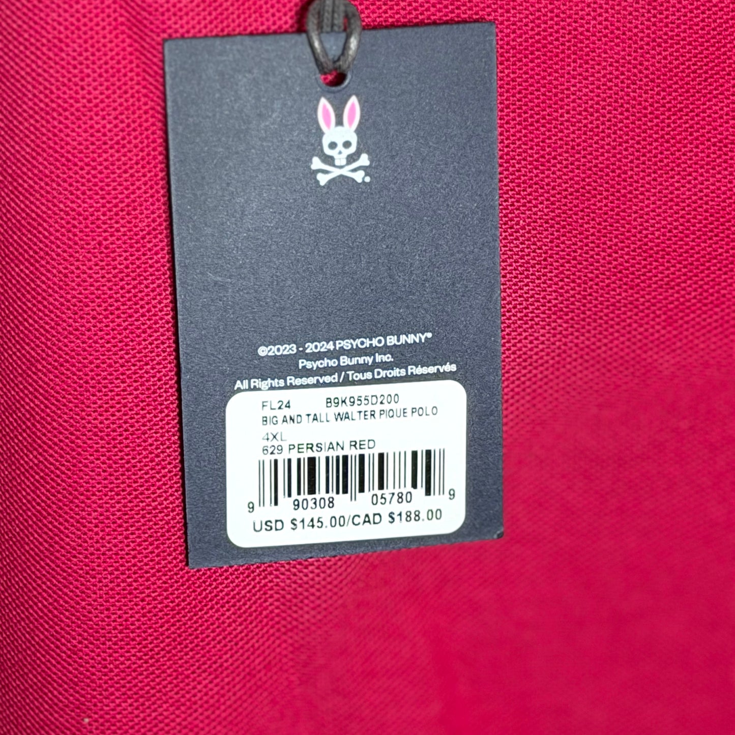 Psycho Bunny Brand New Red Polo