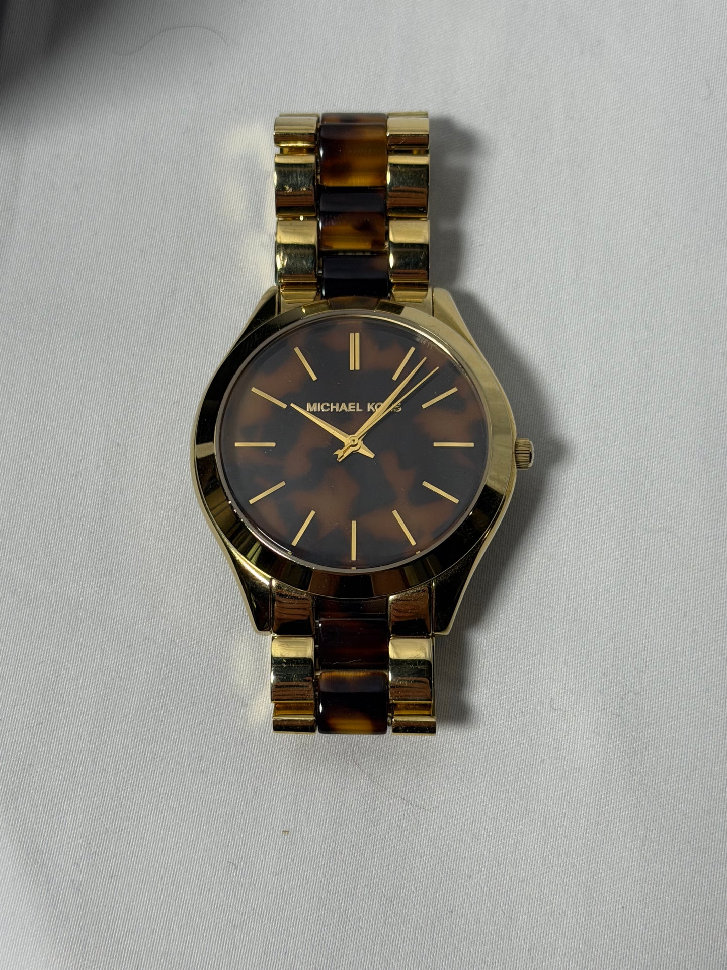 Michael Kors Gold and Tortoise Print Watch