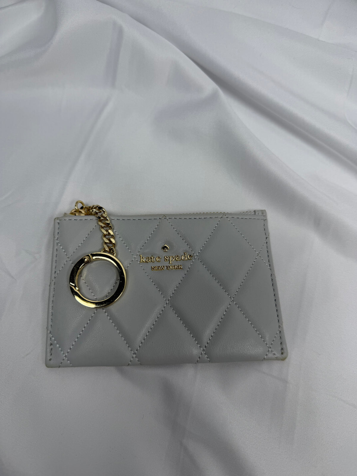 Kate Spade Grey Quilted Leather Card Holder