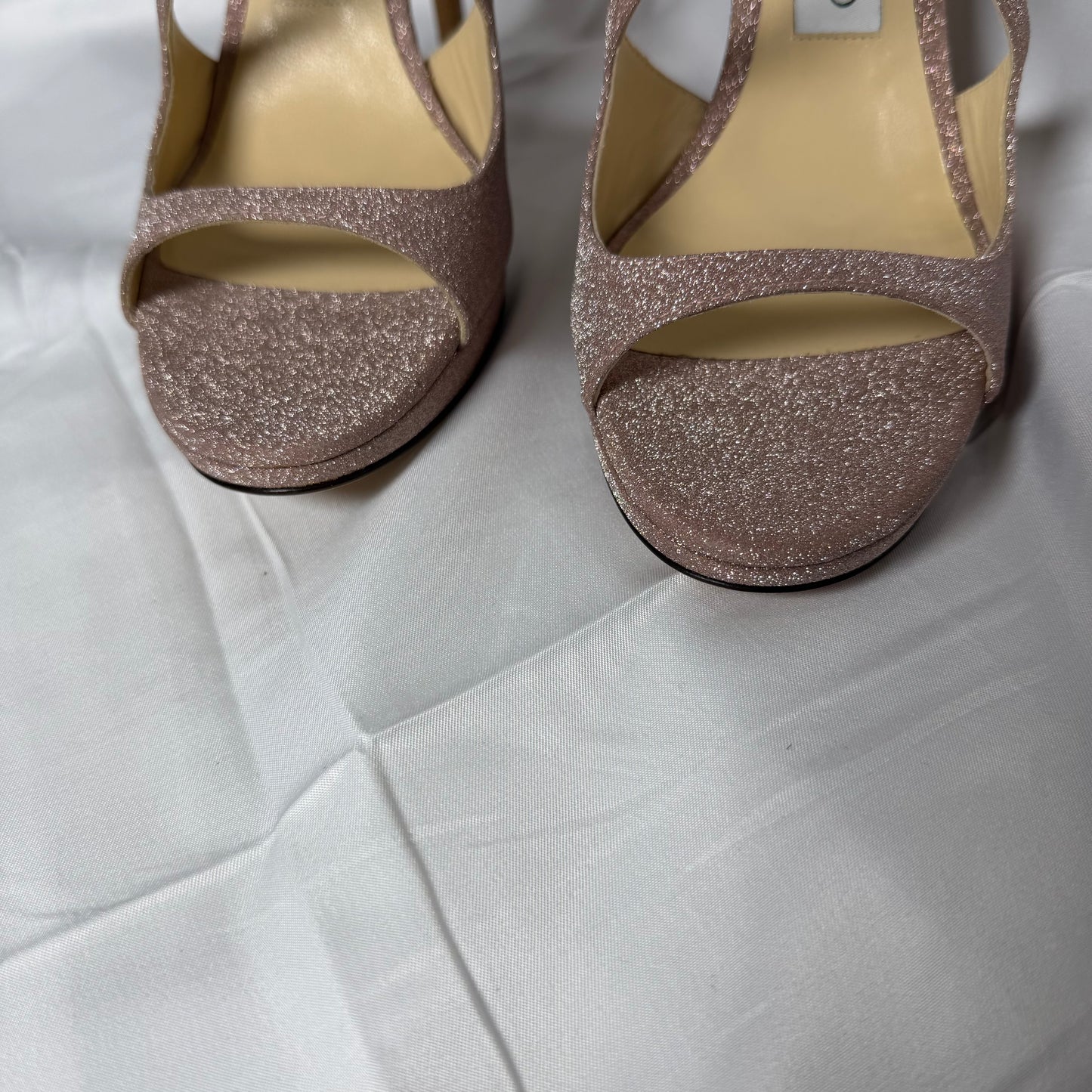 Jimmy Choo Rose Gold Glitter Heels