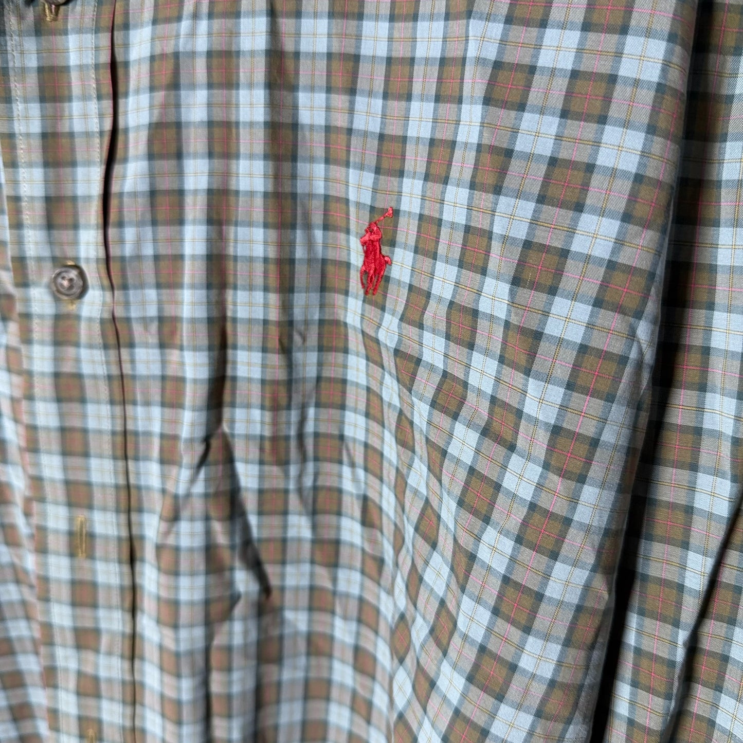 Ralph Lauren Brown and Blue Button Down