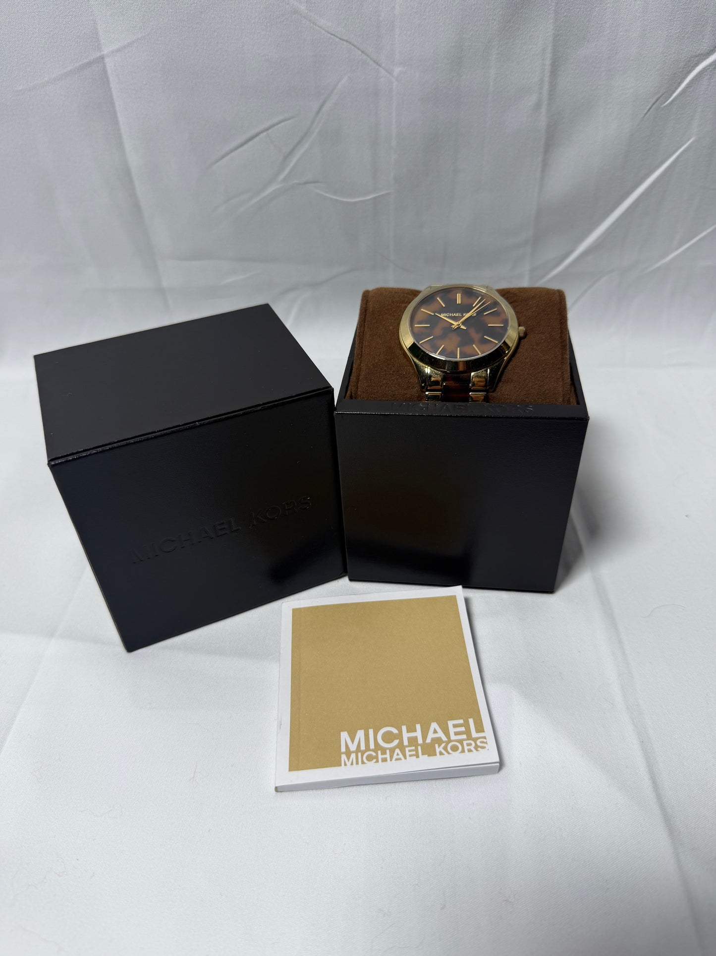 Michael Kors Gold and Tortoise Print Watch