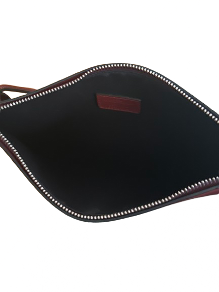 Salvatore Ferragamo Large Burgundy Leather Wristlet￼