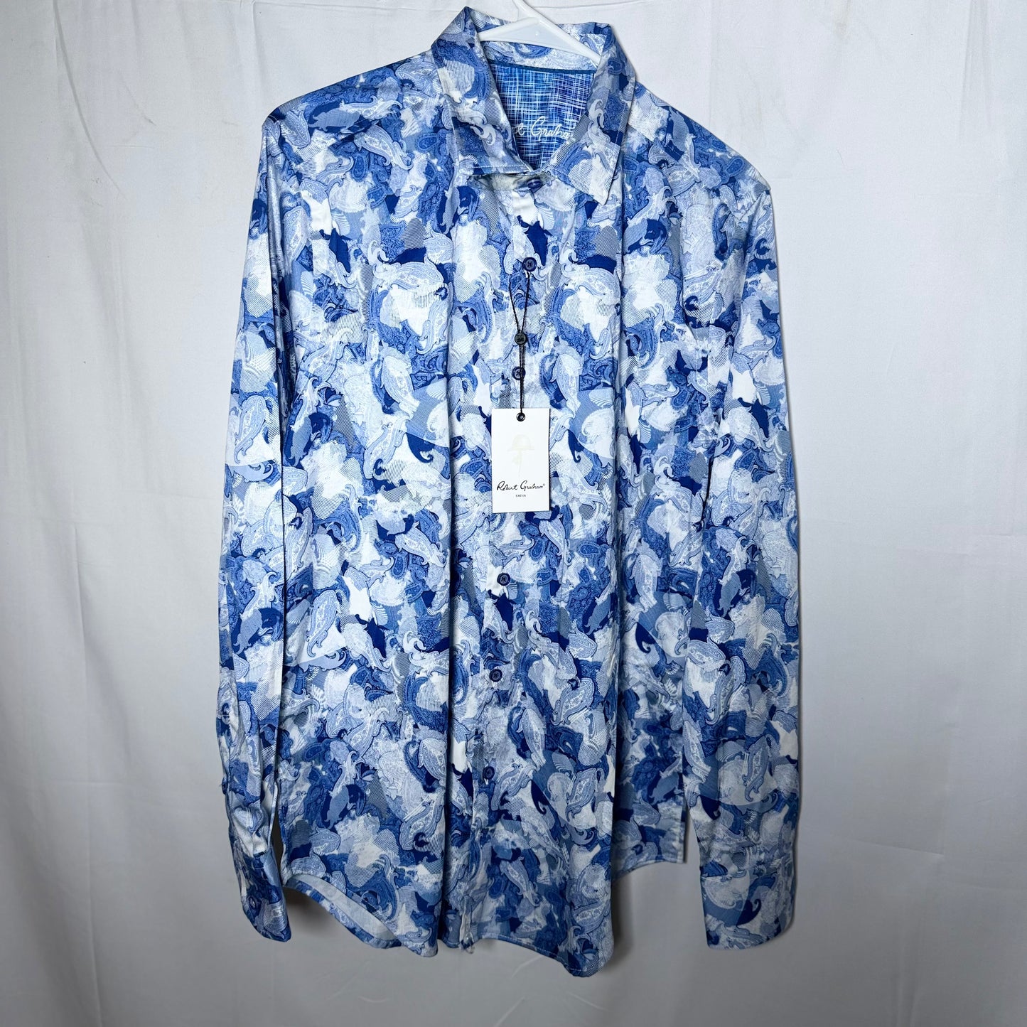 Robert Graham Blue and White Paisley Button Down Brand New