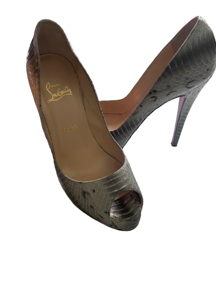 Christian Louboutin Grey Snake Skin Stiletto ￼