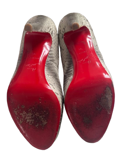 Christian Louboutin Grey Snake Skin Stiletto ￼