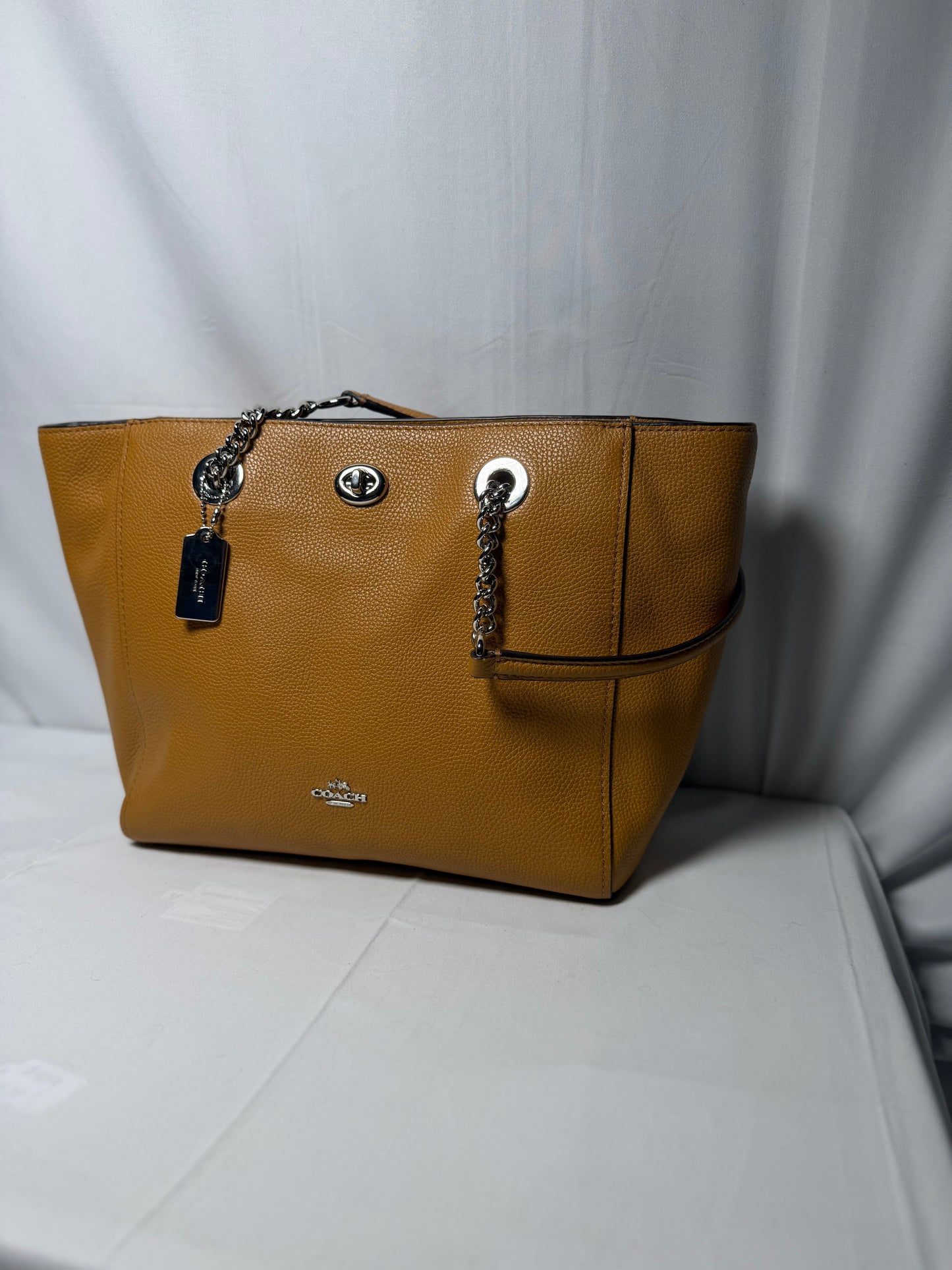 Coach Brown Leather Chain Tote