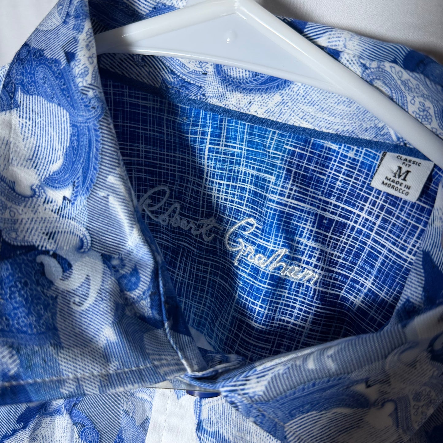 Robert Graham Blue and White Paisley Button Down Brand New