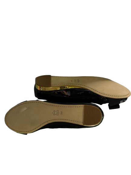 Tory Burch Black Bow Patent Leather Slim Heel Flats