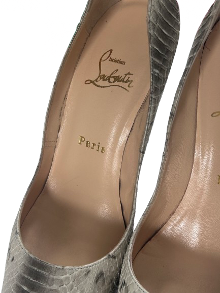 Christian Louboutin Grey Snake Skin Stiletto ￼
