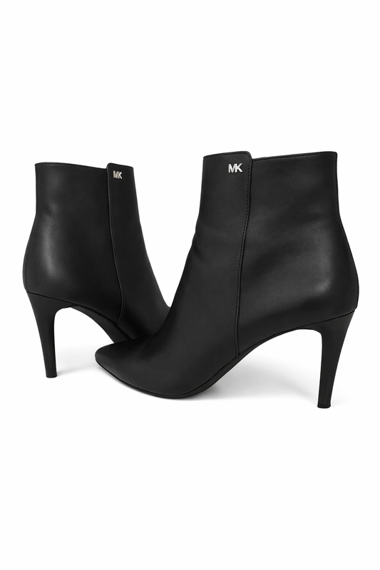 Michael Kors Leather Heeled Ankle Boots in Black