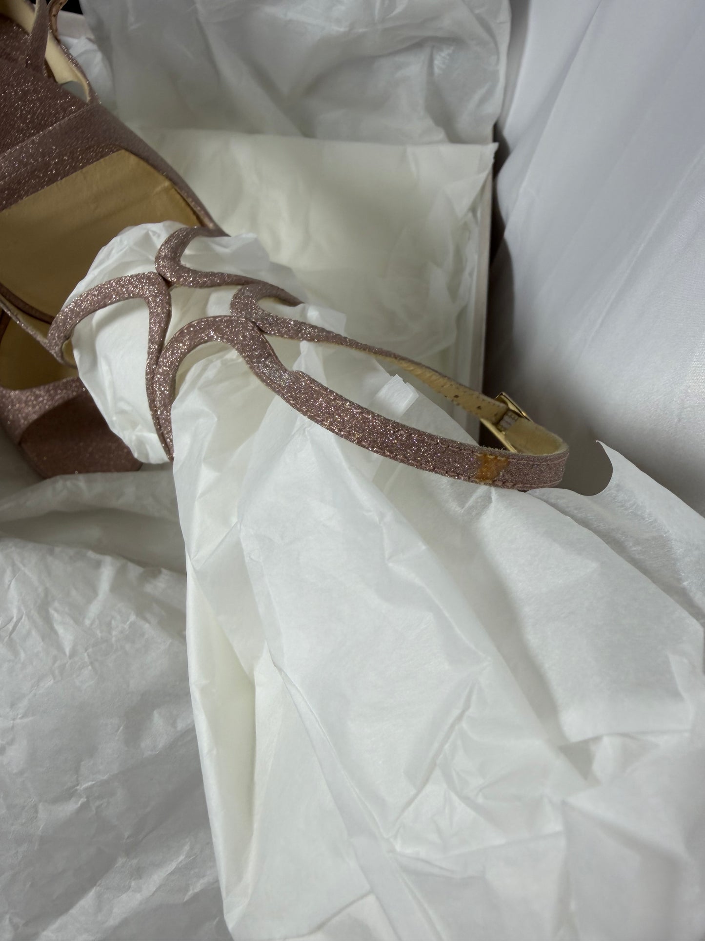 Jimmy Choo Rose Gold Glitter Heels