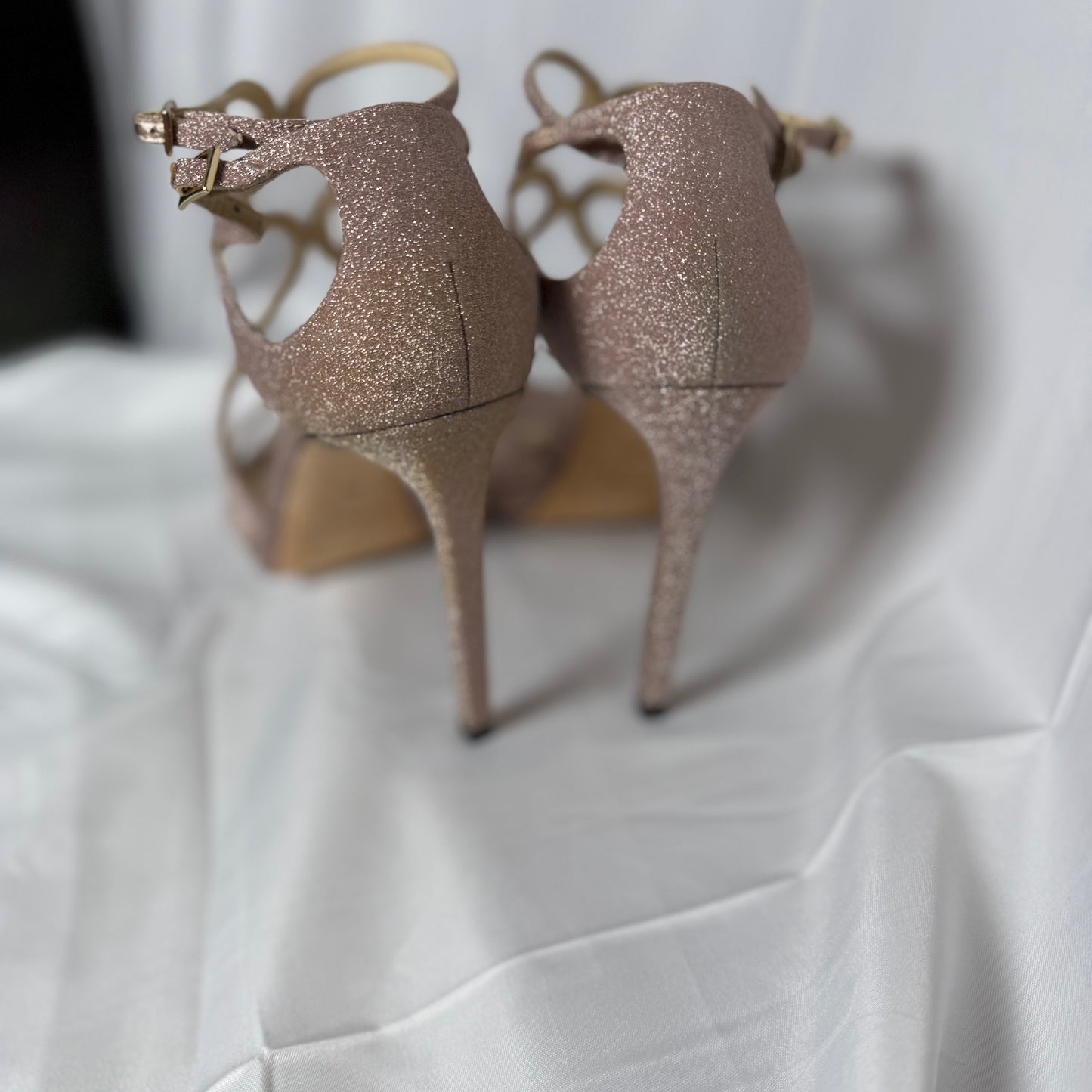 Jimmy Choo Rose Gold Glitter Heels