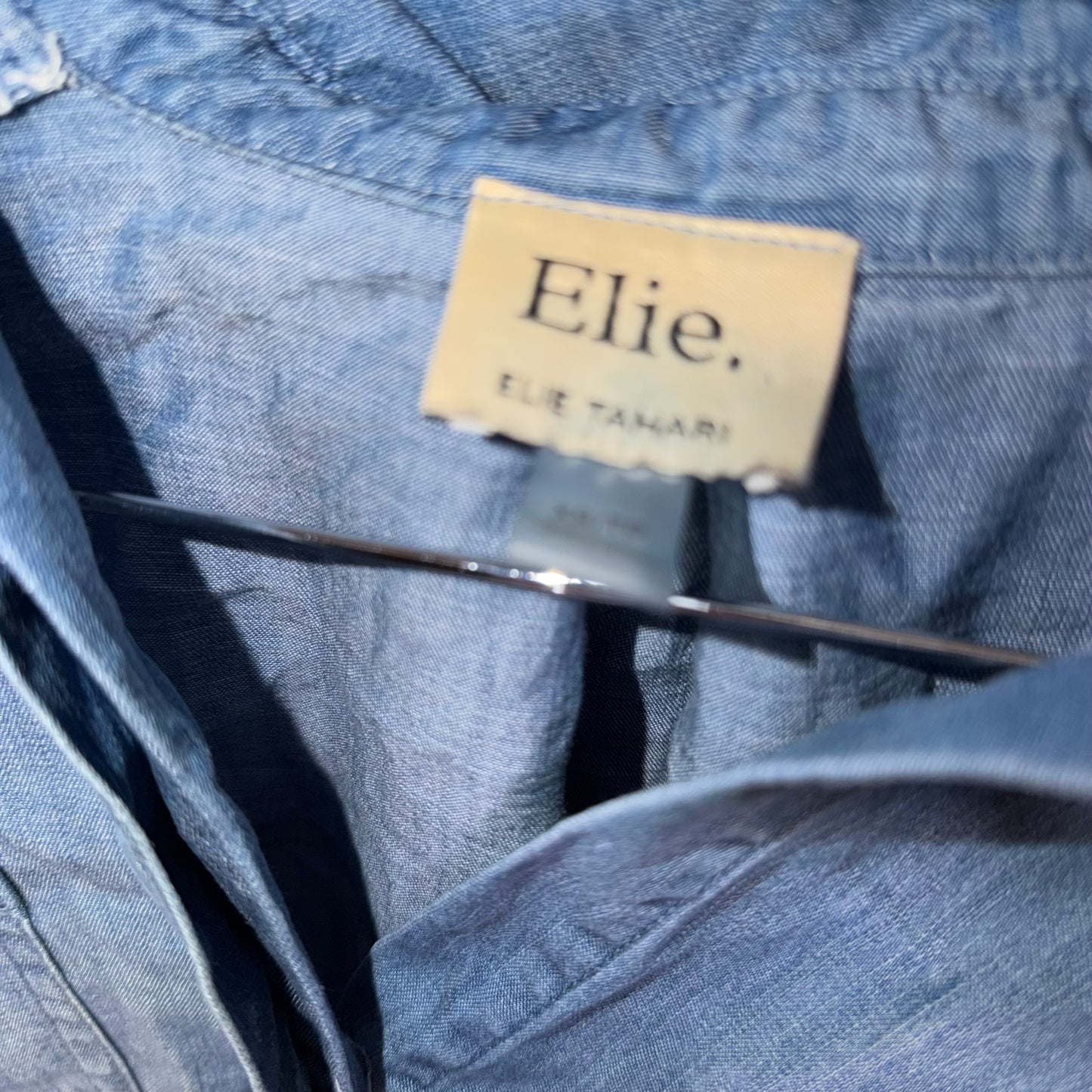 Elie Tahari Denim Print Button Down Shirt