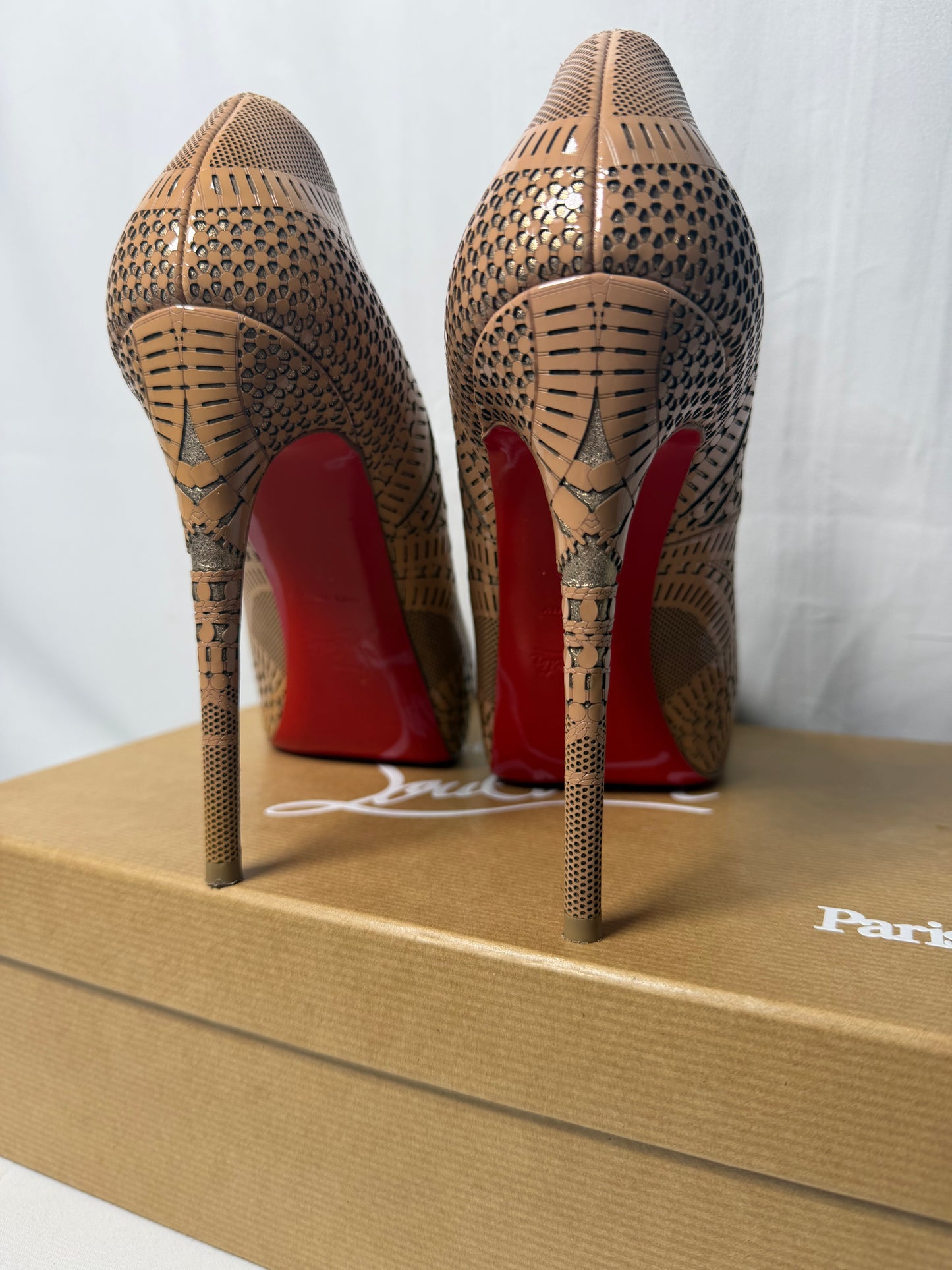 Christian Louboutin Suellena 120 Patenet/Suede Burma Size 39